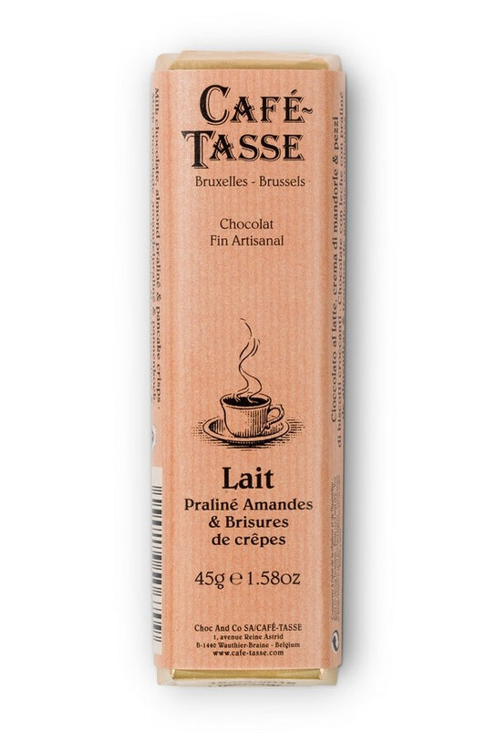 Barre de chocolat au Lait, praliné Amandes et Crépailletes