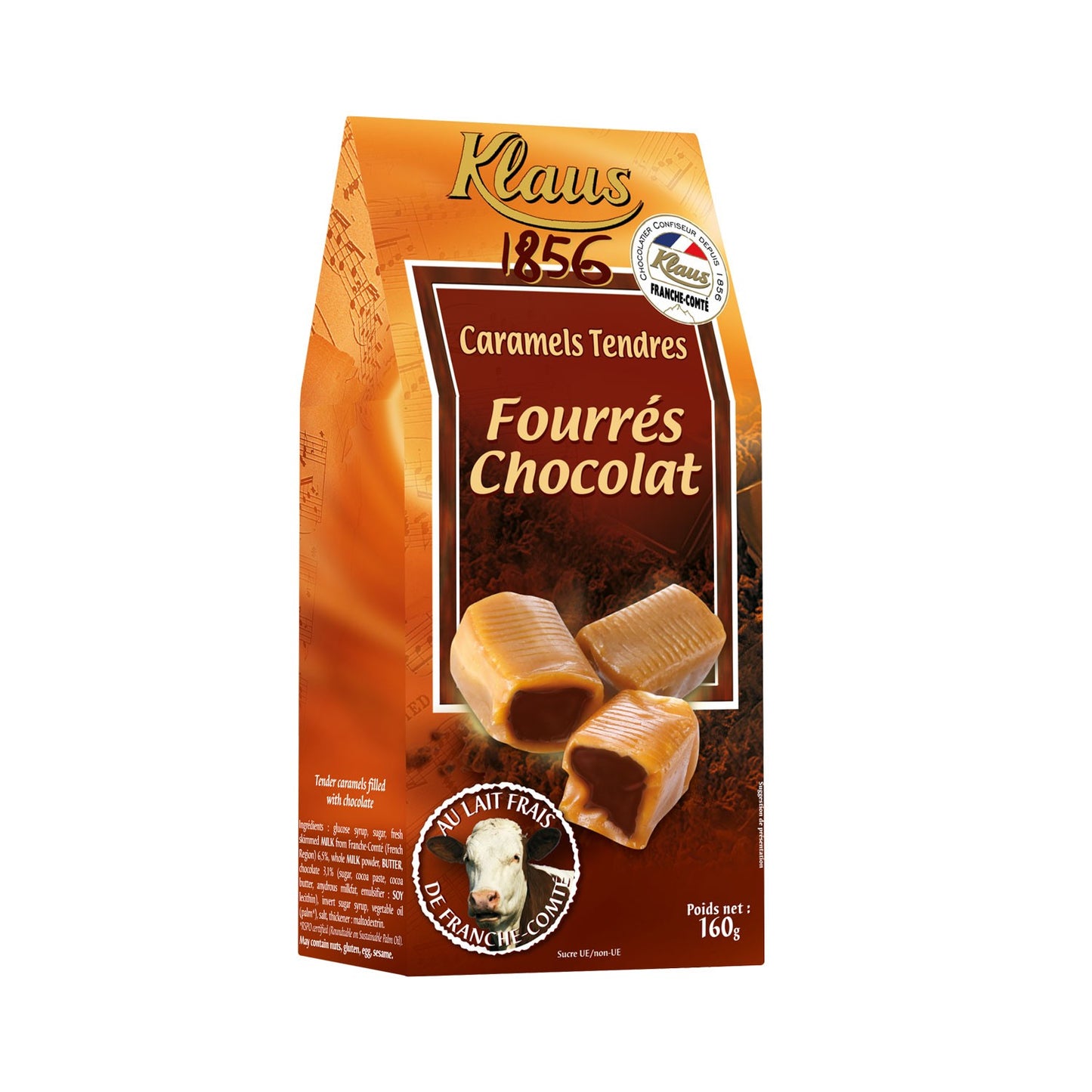 Caramels au lait frais fourrés  chocolat